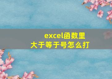 excel函数里大于等于号怎么打