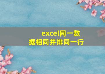 excel同一数据相同并排同一行