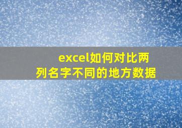 excel如何对比两列名字不同的地方数据