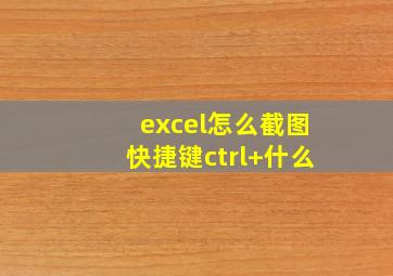 excel怎么截图快捷键ctrl+什么