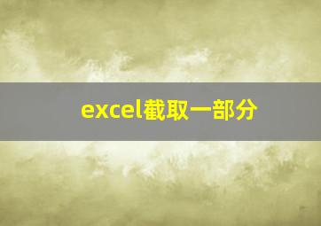 excel截取一部分