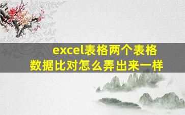 excel表格两个表格数据比对怎么弄出来一样