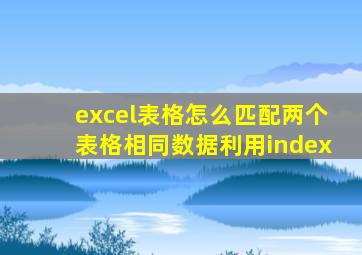 excel表格怎么匹配两个表格相同数据利用index