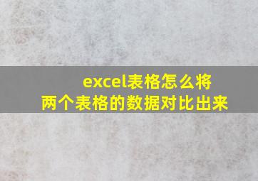 excel表格怎么将两个表格的数据对比出来