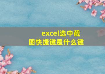 excel选中截图快捷键是什么键