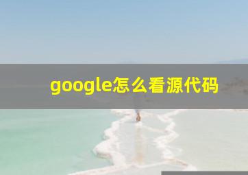 google怎么看源代码