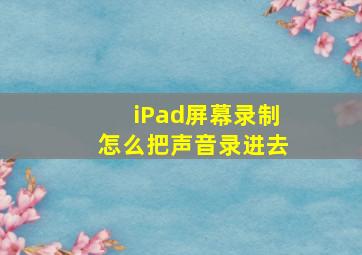 iPad屏幕录制怎么把声音录进去