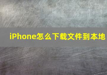 iPhone怎么下载文件到本地