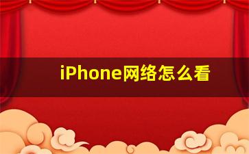 iPhone网络怎么看