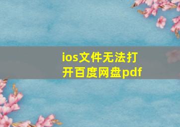 ios文件无法打开百度网盘pdf