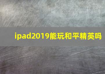 ipad2019能玩和平精英吗