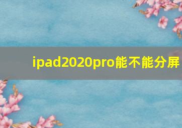 ipad2020pro能不能分屏