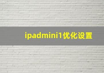 ipadmini1优化设置