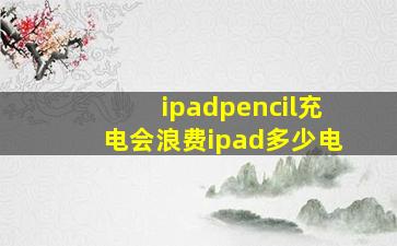 ipadpencil充电会浪费ipad多少电