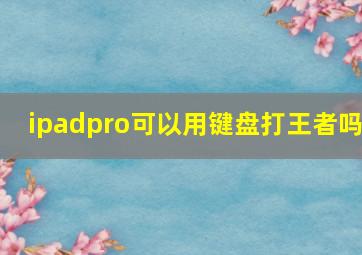 ipadpro可以用键盘打王者吗