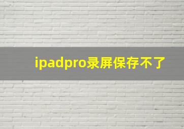 ipadpro录屏保存不了