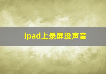 ipad上录屏没声音