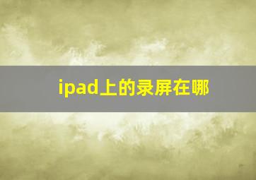 ipad上的录屏在哪