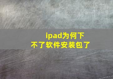 ipad为何下不了软件安装包了