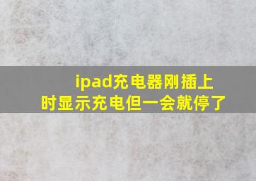 ipad充电器刚插上时显示充电但一会就停了