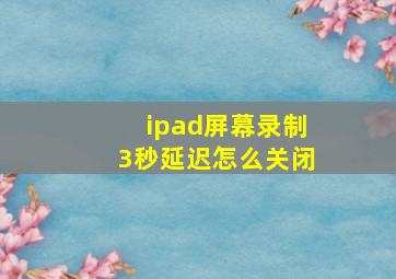 ipad屏幕录制3秒延迟怎么关闭