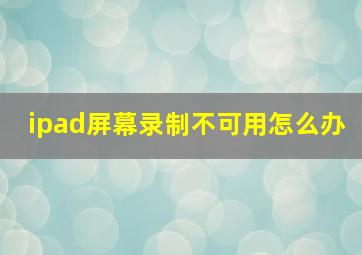 ipad屏幕录制不可用怎么办