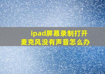 ipad屏幕录制打开麦克风没有声音怎么办