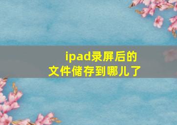 ipad录屏后的文件储存到哪儿了