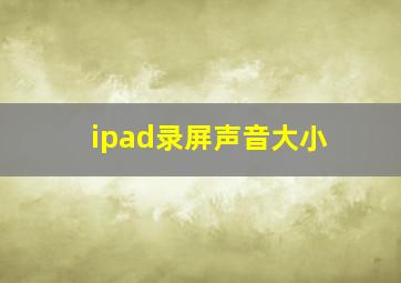 ipad录屏声音大小