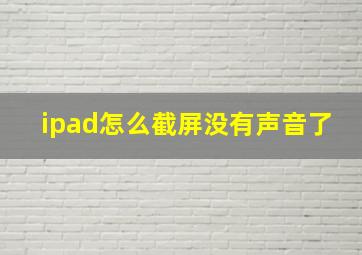 ipad怎么截屏没有声音了