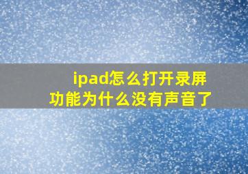 ipad怎么打开录屏功能为什么没有声音了