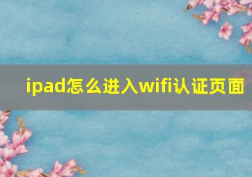 ipad怎么进入wifi认证页面