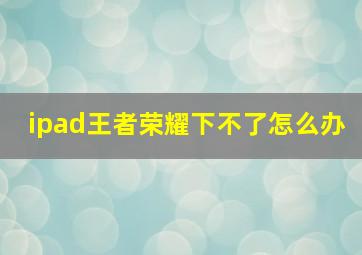 ipad王者荣耀下不了怎么办