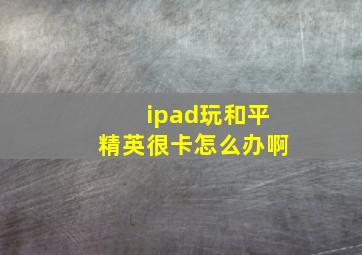 ipad玩和平精英很卡怎么办啊