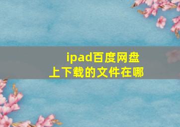 ipad百度网盘上下载的文件在哪