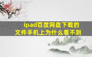 ipad百度网盘下载的文件手机上为什么看不到