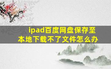 ipad百度网盘保存至本地下载不了文件怎么办