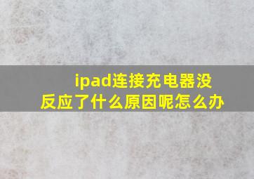 ipad连接充电器没反应了什么原因呢怎么办