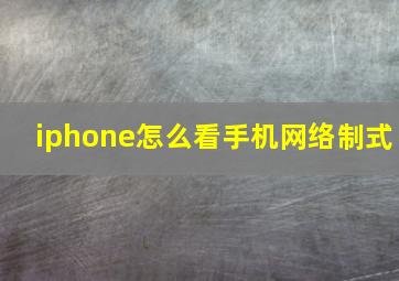 iphone怎么看手机网络制式