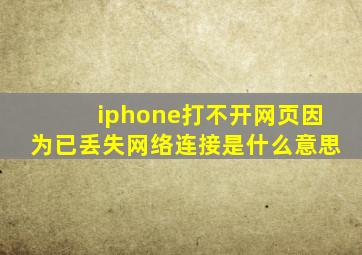 iphone打不开网页因为已丢失网络连接是什么意思