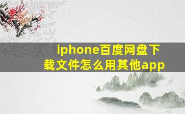 iphone百度网盘下载文件怎么用其他app