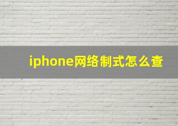 iphone网络制式怎么查