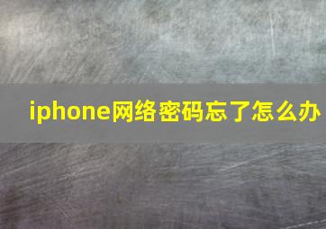 iphone网络密码忘了怎么办