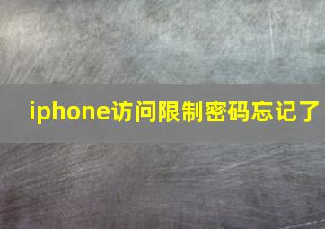 iphone访问限制密码忘记了