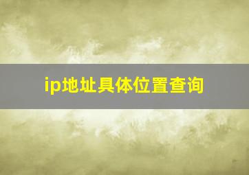 ip地址具体位置查询