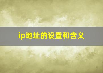 ip地址的设置和含义