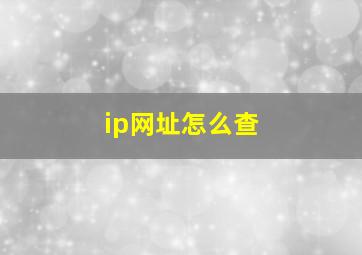 ip网址怎么查