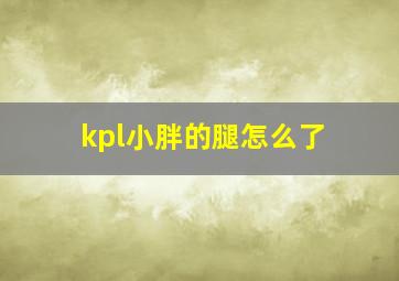 kpl小胖的腿怎么了