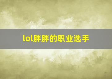 lol胖胖的职业选手