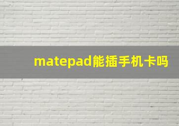 matepad能插手机卡吗